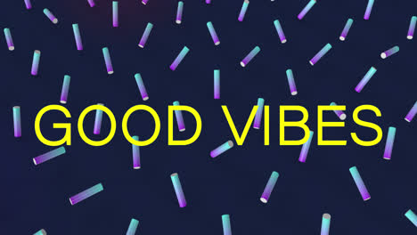 Animation-Von-„Good-Vibes“-Text-über-Muster-Auf-Schwarzem-Hintergrund