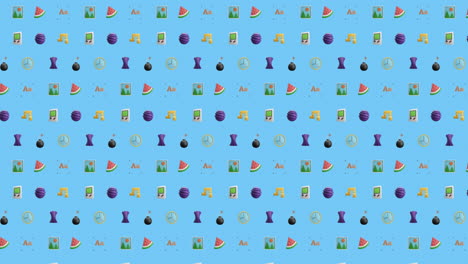 Animation-of-rows-of-pattern-moving-on-blue-background