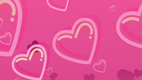 Animation-of-multiple-heart-icons-floating-against-copy-space-on-pink-background