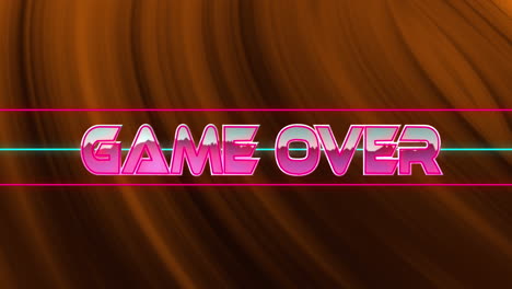 Animation-of-glitch-effect-over-game-over-text-against-orange-digital-wave-on-black-background