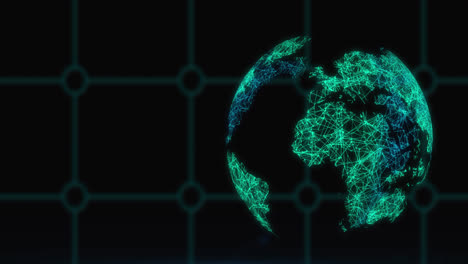 Animation-of-globe-and-grid-over-dark-background