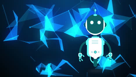 Animation-Eines-KI-Chatbots-über-Blauen-Netzwerken-Auf-Schwarzem-Hintergrund