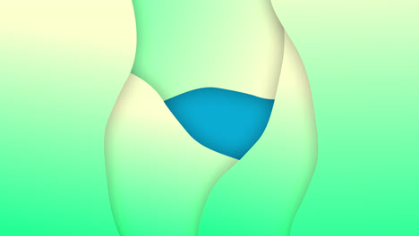 Animation-Von-Wellen-Mit-Farbverlauf-Von-Grün-Nach-Gelb,-Die-Sich-Auf-Blauem-Hintergrund-Bewegen