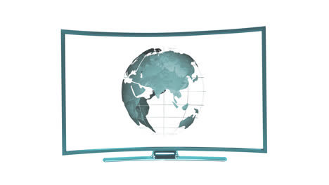 Animation-Des-Fernsehers-Mit-Globus-Auf-Weißem-Hintergrund