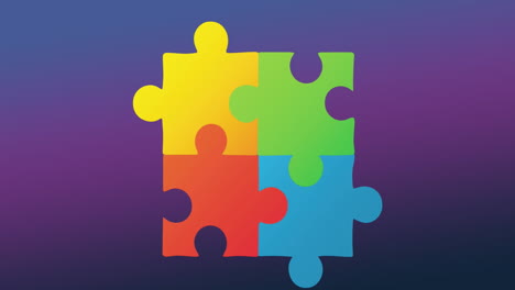 Animation-of-multicoloured-puzzle-pieces-on-purple-background