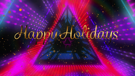 Animation-of-happy-holidays-text-over-digital-tunnel