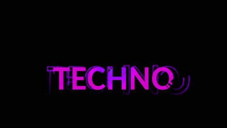Animation-of-techno-text-on-black-background