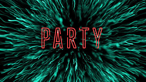 Animation-of-party-text-over-explosion-pattern-against-black-background
