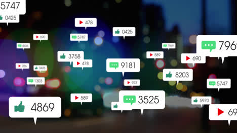 Animation-Der-Datenverarbeitung-In-Sozialen-Medien-über-Unscharfem-Straßenverkehr