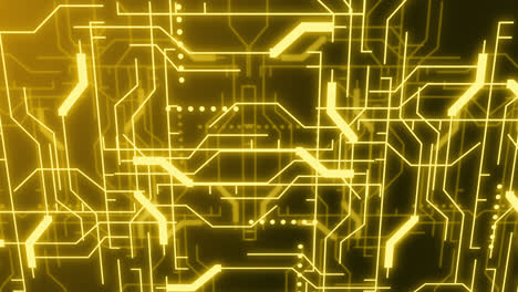 Animation-of-neon-integrated-circuit-on-yellow-background