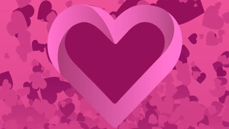 Animation-of-heart-over-multiple-pink-hearts-on-pink-background