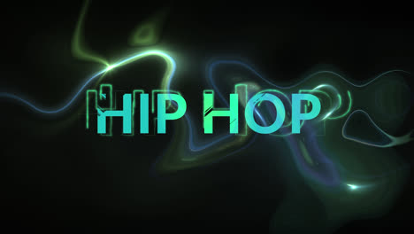 Animation-of-hip-hop-text-on-black-background-with-waves