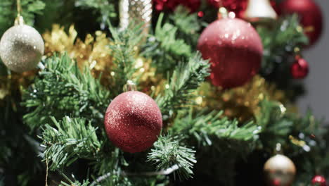 Video-of-christmas-tree-with-baubles-decorations-and-copy-space