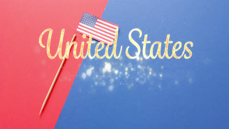 Animation-Der-Vereinigten-Staaten-über-Der-Flagge-Der-Vereinigten-Staaten-Von-Amerika-Auf-Rotem-Und-Blauem-Hintergrund