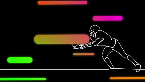 Animation-Der-Zeichnung-Eines-Männlichen-Rugbyspielers-Und-Formen-Auf-Schwarzem-Hintergrund
