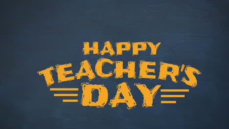 Animation-of-happy-teachers-day-text-banner-and-school-concept-icons-against-blue-background