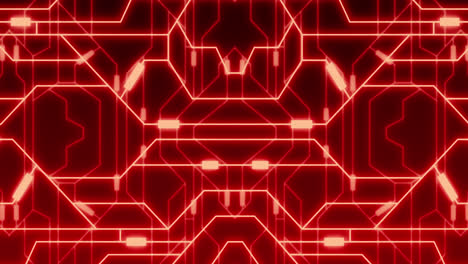 Animation-of-neon-integrated-circuit-on-red-background