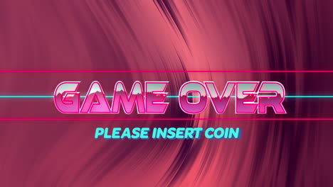 Animation-of-glitch-effect-over-game-over-text-banner-against-pink-digital-wave-textured-background
