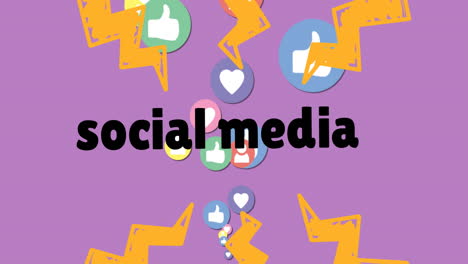 Animation-of-social-media-icons-and-text-over-purple-background