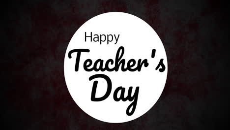 Animation-of-happy-teachers-day-in-circle-over-abstract-pattern-on-wall