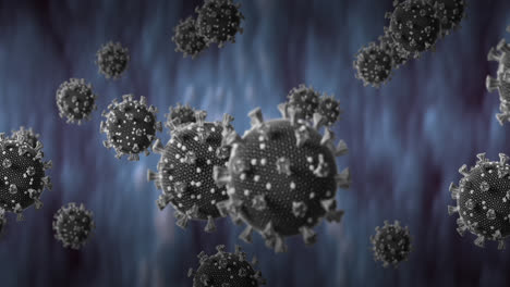 Animation-of-virus-cells-over-dark-blue-background