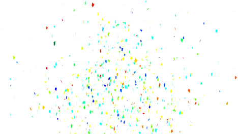 Animation-of-multicolored-confetti-falling-against-white-background