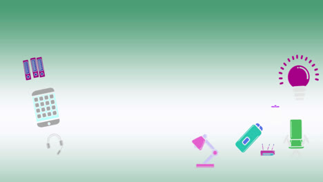 Animation-Von-Geschäftssymbolen-Auf-Grünem-Hintergrund-Mit-Kopierbereich