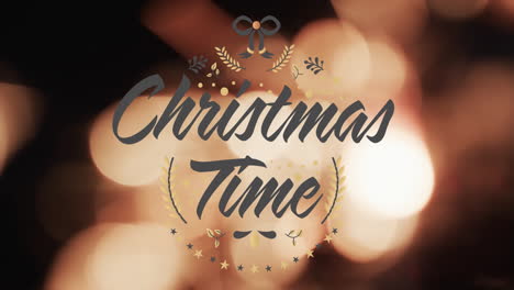 Animation-of-christmas-time-text-over-spots-of-light-background
