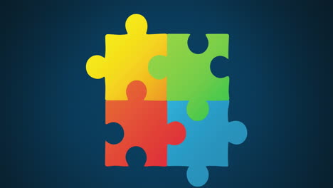 Animation-of-multi-coloured-puzzle-pieces-on-blue-background