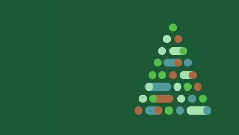 Animation-of-christmas-tree-of-green-spots-over-green-background