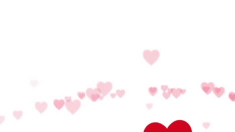 Animation-of-multiple-pink-and-red-heart-icons-floating-against-copy-space-on-white-background