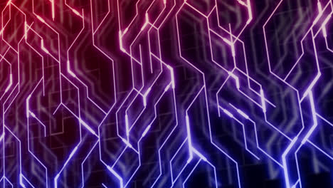 Animation-of-neon-integrated-circuit-on-black-and-violet-background
