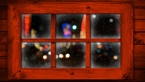 Animation-of-window-over-snow-falling-and-cars-at-christmas