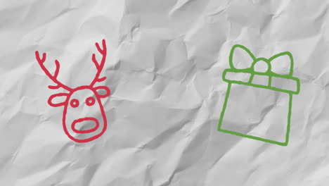 Animation-Von-Handgezeichneten-Weihnachtsdekorationen-Auf-Weißem-Papierhintergrund
