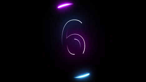 Animation-of-countdown-and-neon-circles-on-black-background