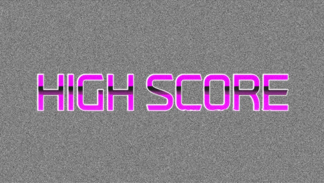 Animation-of-high-score-text-banner-against-tv-static-background