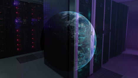Animation-of-a-globe-against-computer-server-room