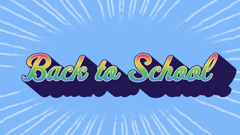 Animation-of-gradient-colorful-back-to-school-text-against-light-trails-on-blue-background
