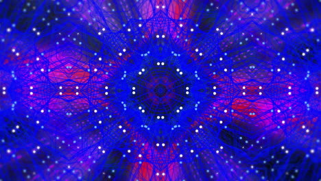 Animation-of-neon-tunnel-and-kaleidoscope-pattern-in-seamless-pattern-with-copy-space