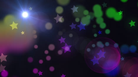Animation-of-falling-glowing-stars-over-dark-background