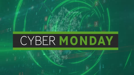 Animation-of-cyber-monday-text-over-globe-with-connections