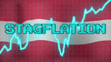 Animation-Des-Datenverarbeitungs--Und-Stagflationstextes-über-Der-Flagge-Lettlands