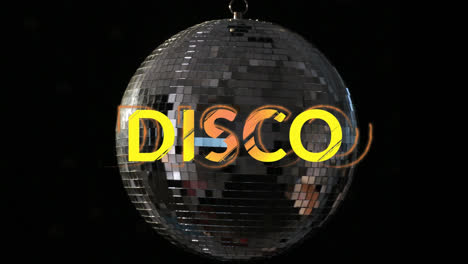 Animation-of-disco-text-over-disco-ball