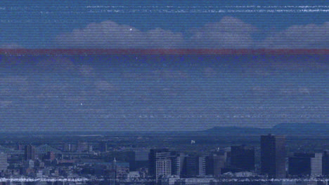 Animation-of-interference-over-cityscape-and-blue-sky