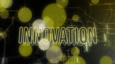 Animation-of-innovation-text-over-spots-on-black-background