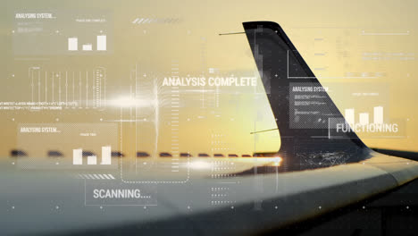 Animation-Der-Verarbeitung-Finanzieller-Daten-über-Einem-Flugzeug
