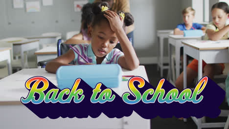 Animation-of-back-to-school-text-over-diverse-school-kids-at-school