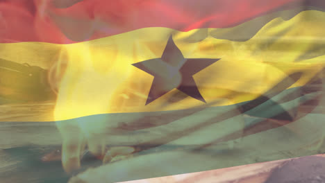 Animation-Der-Flagge-Ghanas-über-Dem-Grill