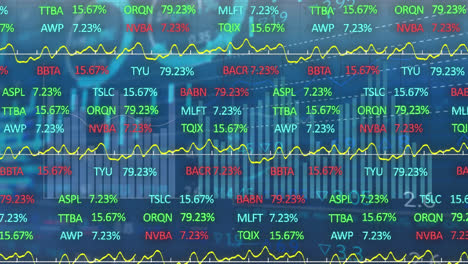 Animation-Der-Statistischen-Und-Börsendatenverarbeitung-Vor-Blauem-Hintergrund