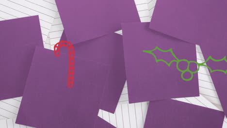 Animation-Von-Handgezeichneten-Weihnachtsdekorationen-Auf-Violettem-Papierhintergrund